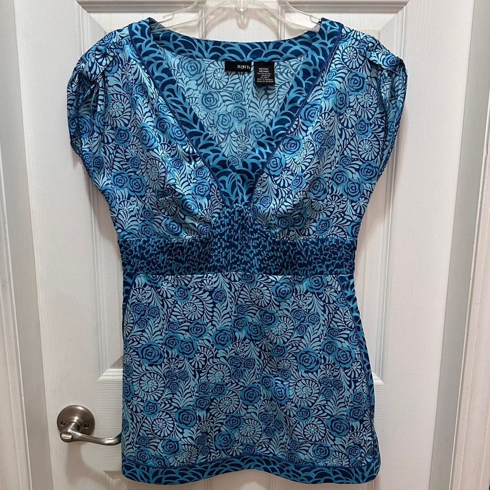 Mixit Blue Kimono Look Long Blouse Size M